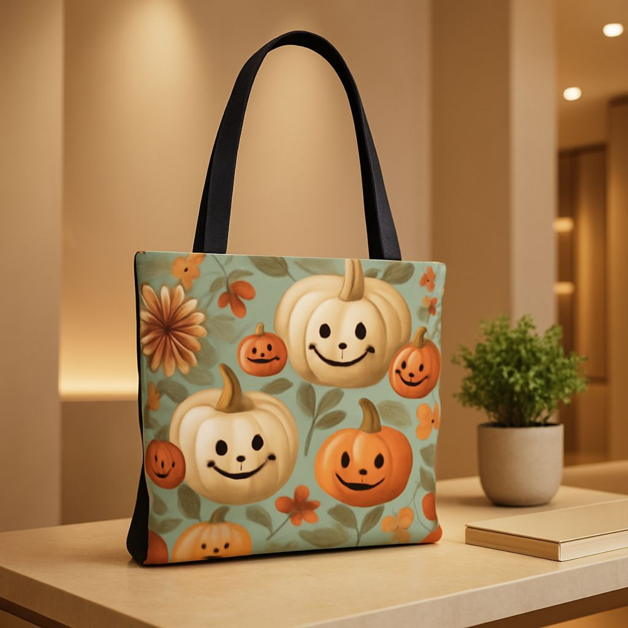 Smiling Pumpkins Halloween Tote Bag