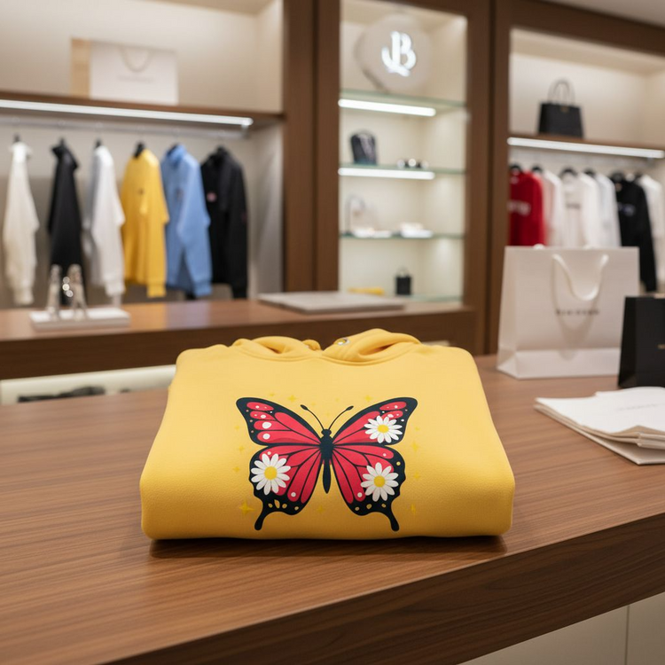 Pink Butterfly Hooded Sweatshirt