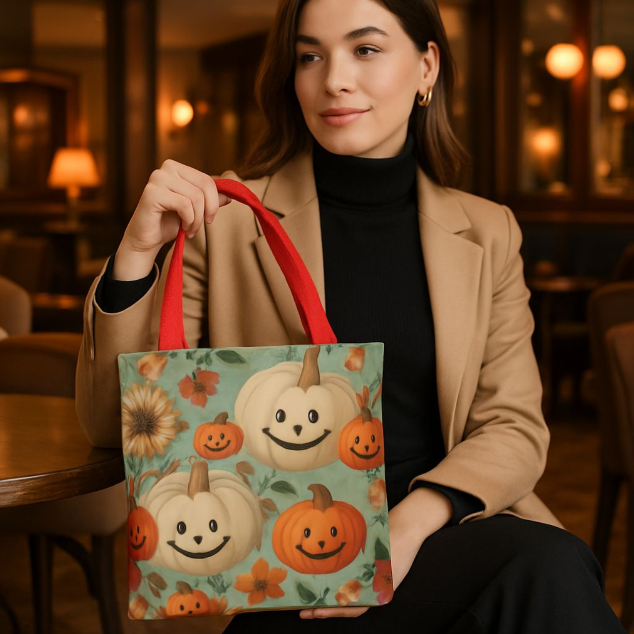 Smiling Pumpkins Halloween Tote Bag